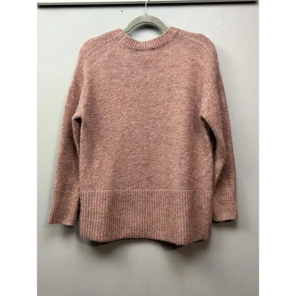 John Paul Richard Cable knit sweater Womens Petite Medium PM Button‎ Rose Tan